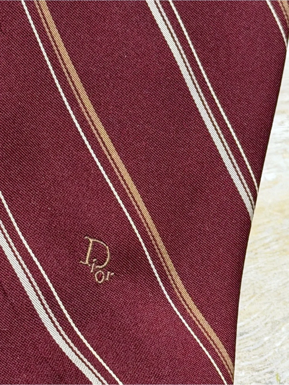 Christian Dior Vintage Logo Tie. Men’s Sz-58” Designer | Timeless | Maroon